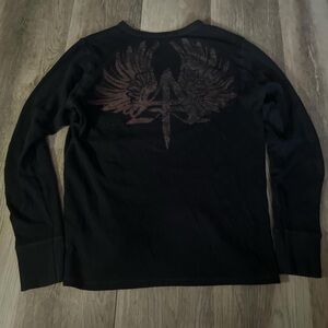 Black Long Sleeve Shirt with Wing Design